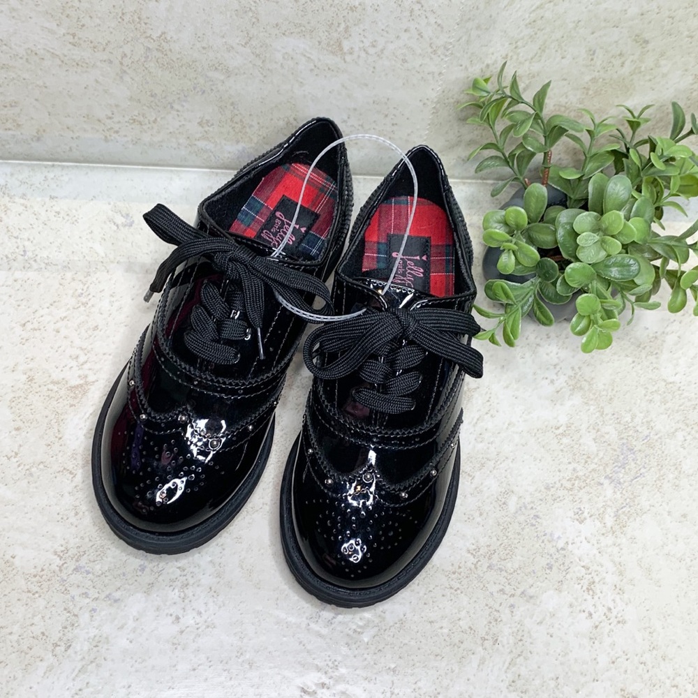 JellyPop Black Patent Oxford Wingtip Shoes